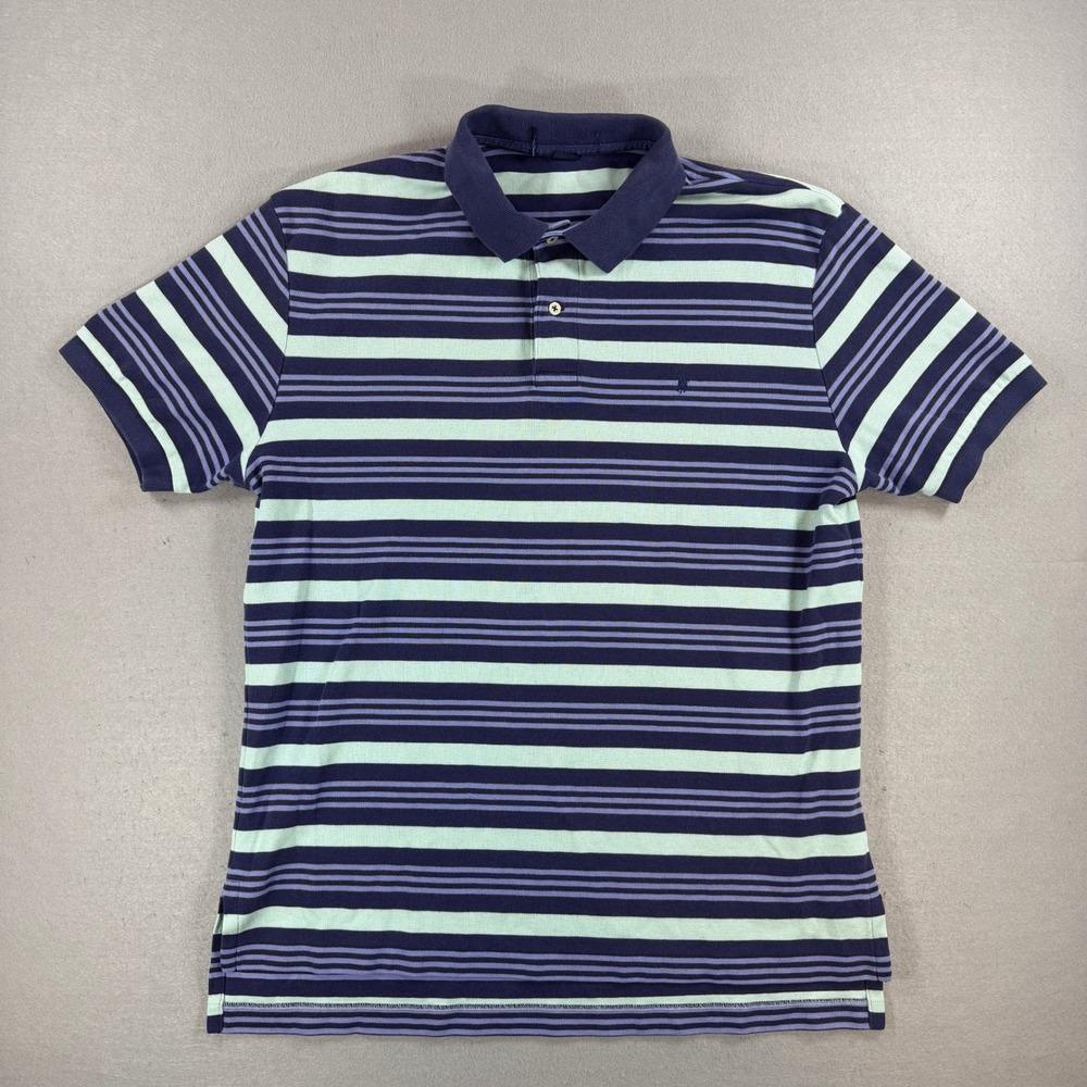 Polo Ralph Lauren Polo Shirt Mens Large Blue Striped Short Sleeve Cotton Preppy
